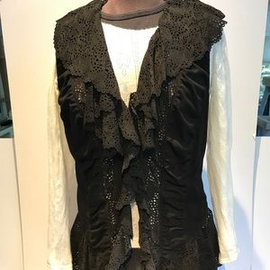 RALPH LAUREN BLUE LABEL - Wm Blk Suede Vest Lg NWT